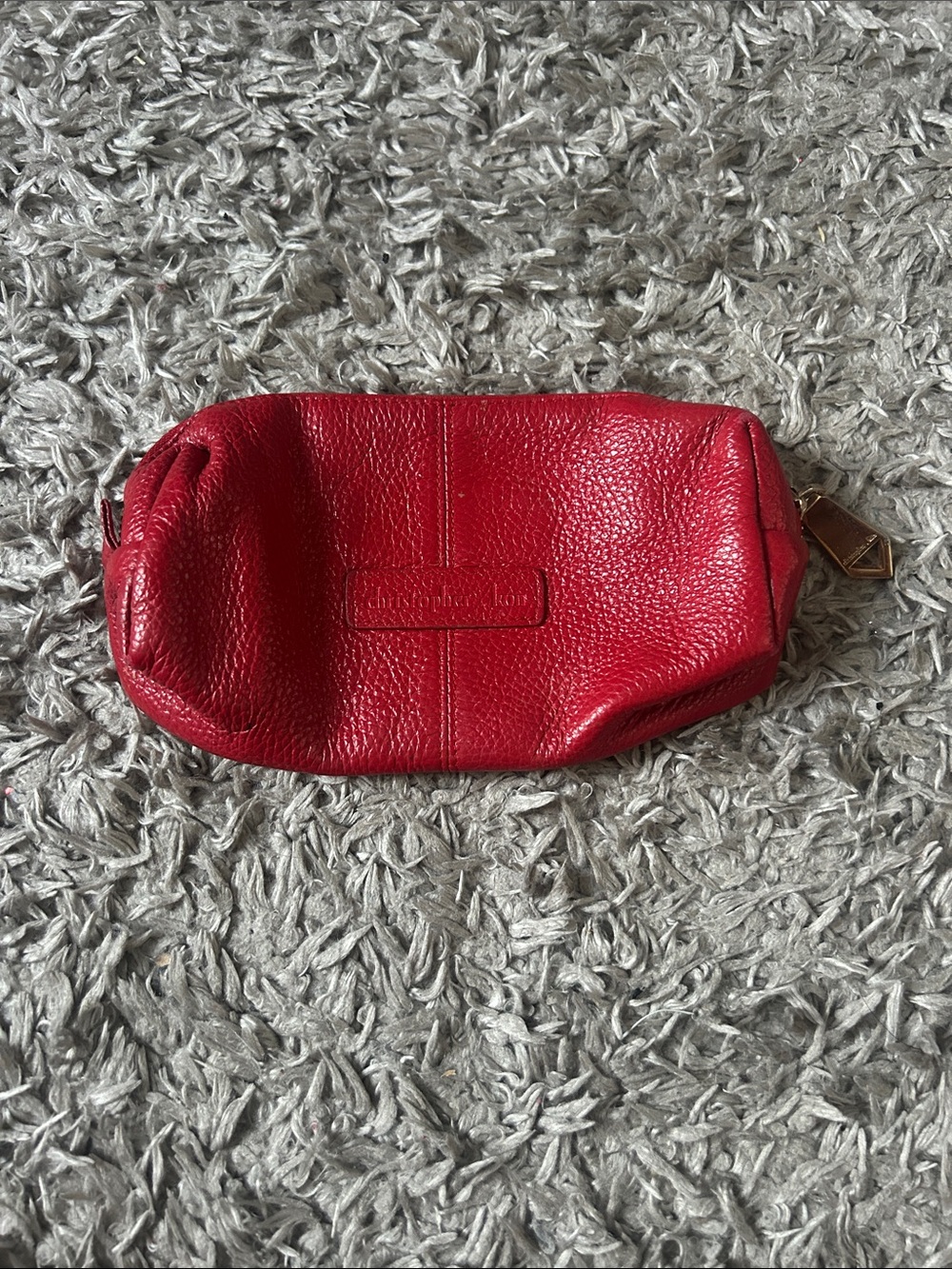 Christopher Kon Red Leather Cosmetic Pouch